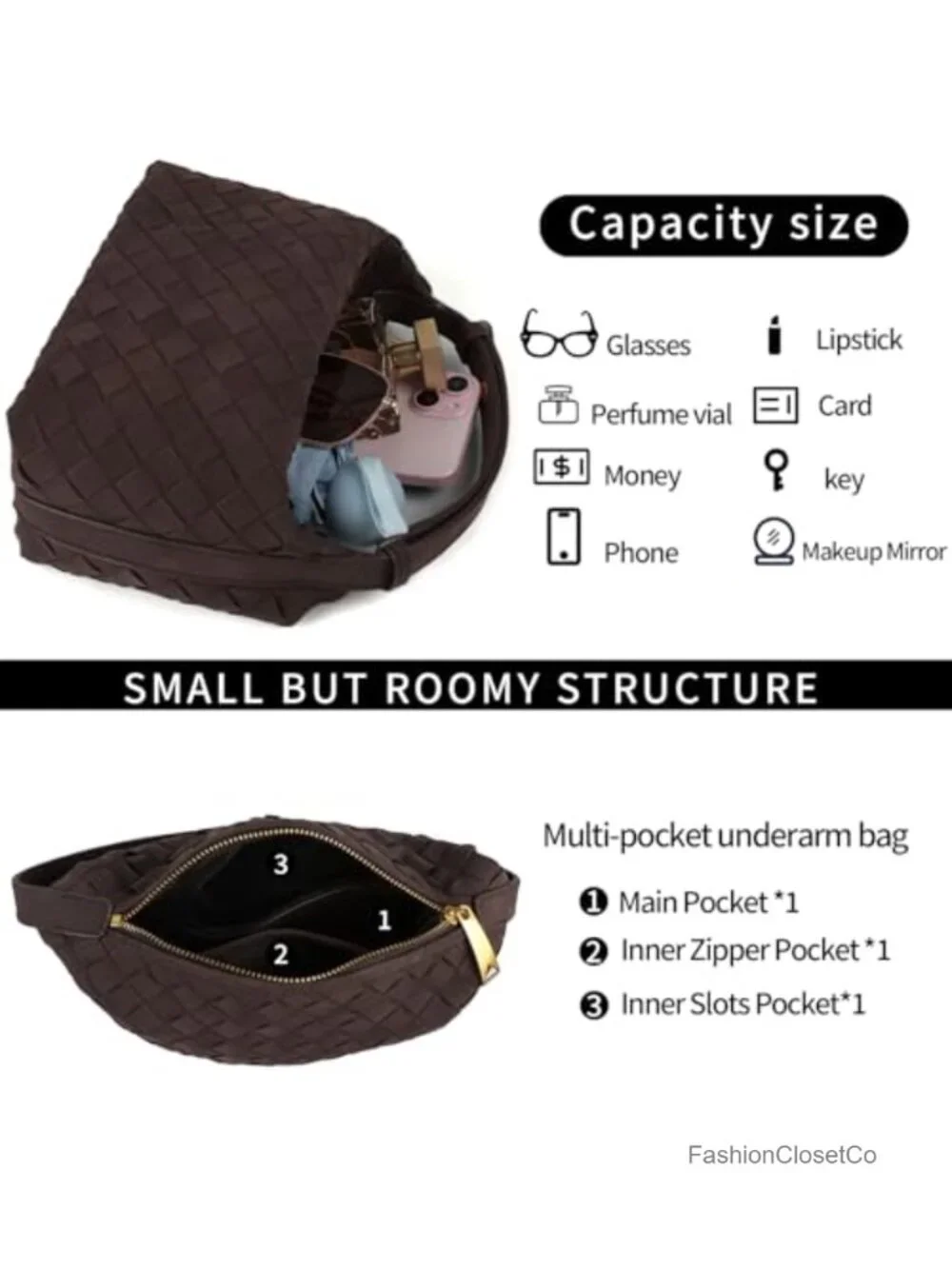 Faux Suede Woven Hobo Handbag with Adjustable Strap Mini Shoulder Bag